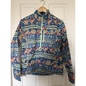 Patagonia $139 Womens XS Houdini Stash 1/2-Zip Pullover High Hopes Geo Green NEW